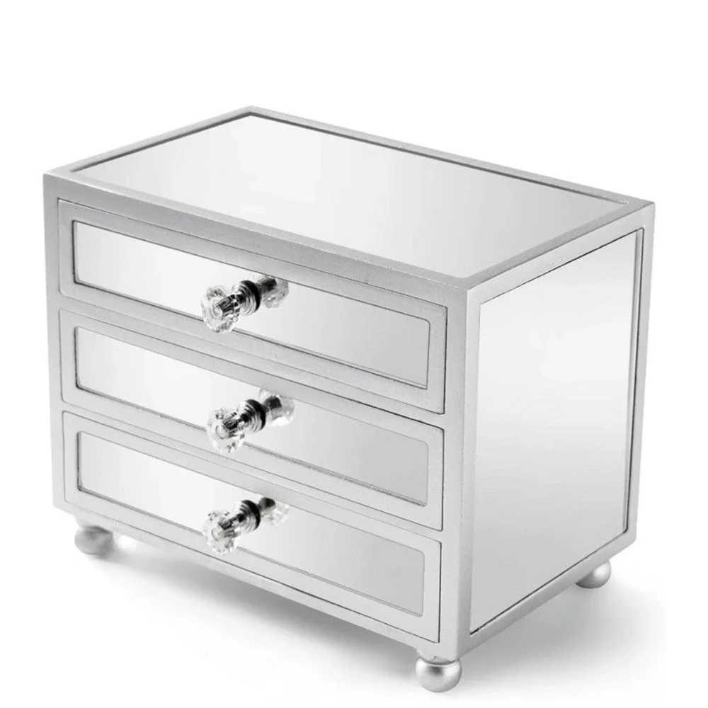 Gifturbo 3‎ Layer Mirror Glass Jewelry Box For Women Girls Jewelry Organizer Box